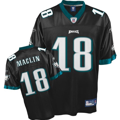 Jeremy Maclin Jersey: Reebok Black Replica #18 Philadelphia Eagles Jersey - X-Large