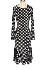 Long Sleeves Jeweled Polka Dot Print  Dress