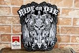 特大！髑髏＆剣 刺繍ワッペン RIDE OR DIE 【L】 OR
