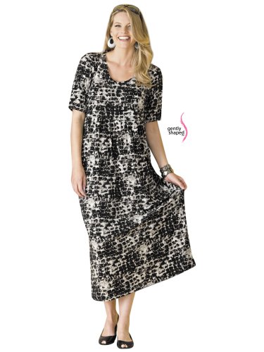 Ulla Popken Plus Size Matte Jersey Empire Dress - Multi, 24/26