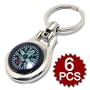 Compass Keyring, 6 Pieces, Gift Idea