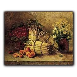 Still Life with Asparagus, Cherries, Peaches and Flowers - Gift Enclosure Cards (set of 12)