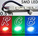 SMD-LED RGB Leiste 57cm 12V 30 MEGA helle, breitstrahlende, RGB SMD-LEDs, IDEAL für indirekte Beleuchtung, absolut schlanke Bauform universell einsetzbar, da beliebig, alle 3 LEDs eingekürzt werden kann MEHRFARBIG 3 Farben in einer LED RIESIGE Farbvielfalt