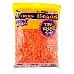 Pony Beads, Orange OP, 6 x 9mm, 1000pc Pkg