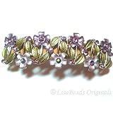Violet Flower Crystal Hair Barrette