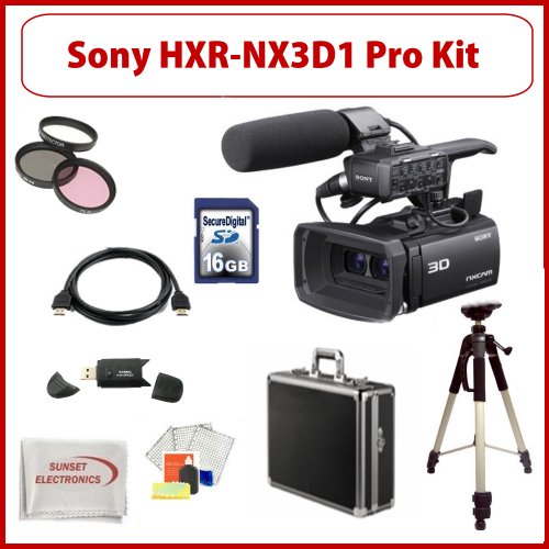 Sony HXR-NX3D1 NXCAM 3D Compact Camcorder w/ SSE Professional Accessory Kit Including: 16GB SDHC Card, Professional Hard Carrying Case, Pro Tripod, Gold Plated HDMI Cable, 3 Piece Pro Filter Kit, and much much More!