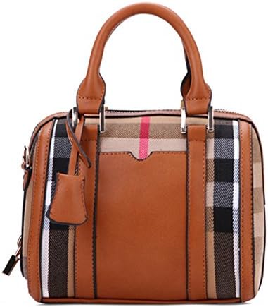 Bagoddess Boston Ladies Satchel Retro Elegent Lattice Shoulder Inspired Tote Handbag(C2)