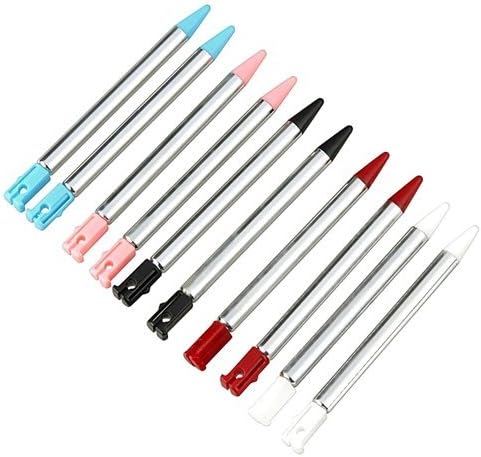 HKING 3DS RETRACTABLE STYLUS PEN Compatible With NINTENDO 3DS Retractable Stylus , Metal[10pc-Wht/Bk/Red/Pk/Blue],10x Black Plastic Touch Screen Stylus Pen for Nintendo 3DS