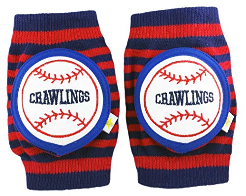Crawlings Boy's Baseball Knee Pads One Size Red Navy Stripes