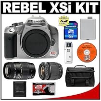 Canon EOS Digital Rebel XSi 12.2-Megapixel SLR Camera Body (Silver) with Tamron 28-80mm and 70-300mm Lens + 4GB SD Memory Card + LP-E5 Battery + Case + Bonus Accessory Kit
