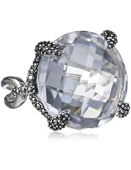 Judith Jack "Aurora" Sterling Silver, Marcasite and Rock Crystal Ring, Size 8