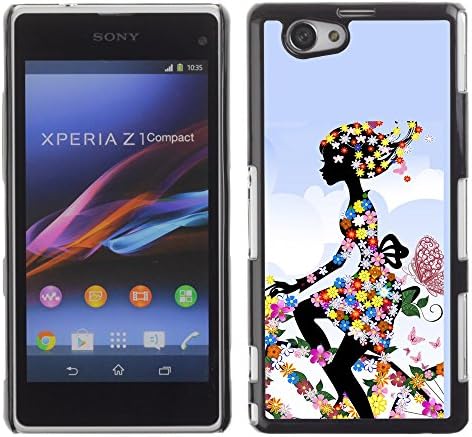 Graphic4You Floral Flower Woman Girl On a Bike Design Hard Case Cover for Sony Xperia Z1 Compact (Mini)