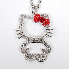 Hello Kitty Figure Rhinestones Necklace Chain: Toys &amp; Games