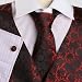 Red pattern Mens Designer Tuxedo Vest Set Match Necktie Cufflinks Bowtie Hanky Set for Suit Y&G VS1026-2XL