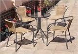 4 Seater Wicker Bistro Set with Glass Top Table - Outdoor Garden Furniture