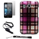 Premium Magenta Plaid Design Cover / 2 Piece Snap On Crystal Protective Har ....