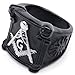 KONOV Mens Stainless Steel Ring, Vintage Heavy Freemason Masonic, Black Silver