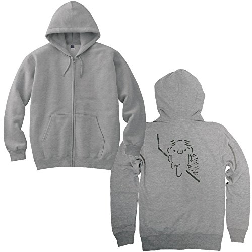 筆で書いたAAシリーズ　また髪の話してる　ジップパーカー　グレーL