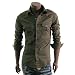 Doublju Mens Casual Shoulder Strap Shirts KHAKI (CXJL)