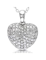 Sterling Silver, Diamond Heart Pendant with Chain, (.5 cttw, GH Color, I2-I3 Clarity), 18"