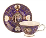 Official Royal Wedding Hand Painted Fine Bone China Cup & Saucer Prince William and Kate Middleton