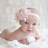 Tonsee 1PCS Rhinestone Angel Girls Baby Pearl Flowers Hairband Headbands (Pink)