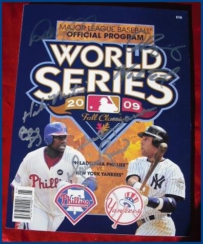 2009 World Series Program Signed by 7 New York Yankee - Autographed MLB Magazines