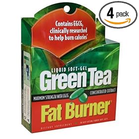 Applied Nutrition Green Tea Fat Burner Gel Capsules, 30-Count Container (Pack of 4)