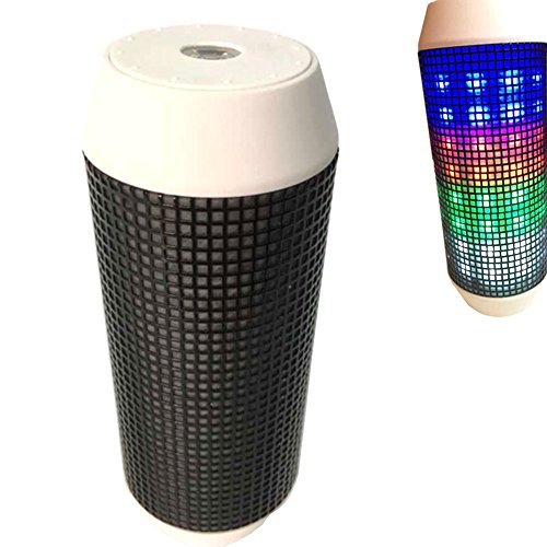 BraveGo LCD Screen Wireless Bluetooth Speaker MP3 Player with colorful led Light and Flashlight Built-In Speakerphone, FM Radio, Auxiliary Connection, TF (Micro SD)/USB Card Mode (White 2)