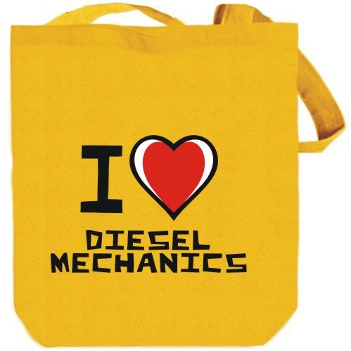 I love Diesel Mechanics Yellow Canvas Tote Bag Unisex