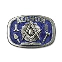 Mason Square and Compass Pewter Belt Buckle