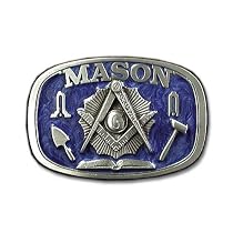 Mason Square and Compass Pewter Belt Buckle