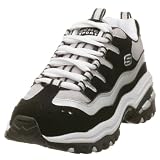 Skechers Womens Headway E2 Sneaker,Black/Silver,6.5 M