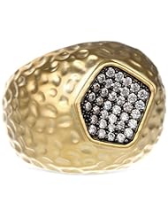 Riccova "Cosmopolitan" 14K Gold Plated Hammered Cubic Zirconia Ring, Size 7