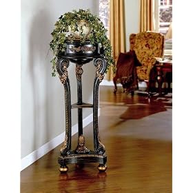 Black Plant Stand With Storage Drawer