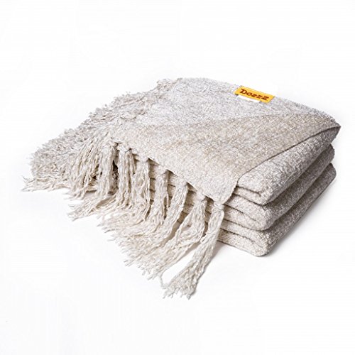 Dozzz decorative throw couch chenille throw blanket kni…