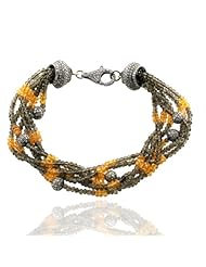 Ladies Total 63.65ct Gemstone Strand Bracelet Fashion Diamond Silver Lobster Clasp 18k Gold Jewelry