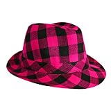 51WJcc9f6AL. SL160  FUCHSIA & BLACK CLASSIC CHECKERED FEDORA HAT