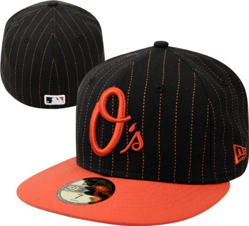 Baltimore Orioles Fitted Hat: New Era 59FIFTY T Stripe 2 Fitted Hat