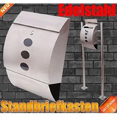 Edelstahl Standbriefkasten Postkasten Briefkasten mit Zeitungsrolle Neu 89