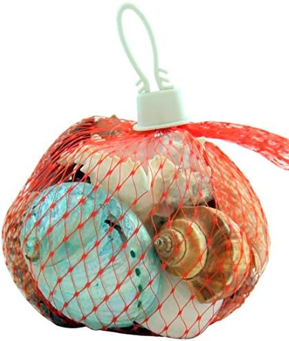 Seashells in a Net Bag with an Assortment of Both Large &amp; Small Natural Shells 1 1/2 Pounds Nautical Decorative Gift