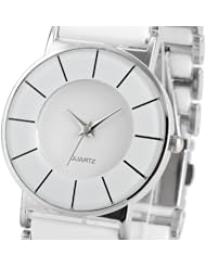 New Fashion Classic Analog Round Dial Women Lady Men Quartz Sport Wrsit Watch << White >>