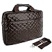 14 inch Brown Soft Quilted Diamond PU Leatherette Laptop Computer Briefcase Messenger Shoulder Tote Bag