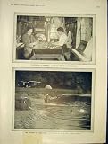 CARAVANNING CARAVAN CAMPING RIVER GAME OLD PRINT 1913