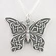 Detailed Celtic Butterfly Pendant in Sterling Silver on an 18" Sterling Box Chain, #8726