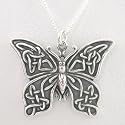 Celtic Butterfly Pendant in Sterling Silver on 18" Sterling Silver Box Chain, #8726