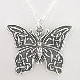 Celtic Butterfly Pendant in Sterling Silver on 18 Sterling Silver Box Chain, #8726