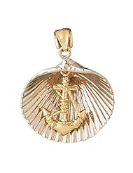 CleverEves 14K Gold Pendant Two Tone Shell with Anchor 13.7 - Gram(s)
