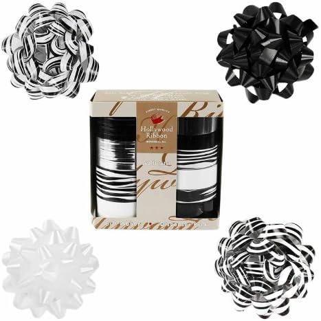 Designer Animal Print Gift Bow and Ribbon Set - 4 Bows Plus 160 ft of Total Ribbon - Zebra