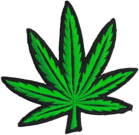 Black Green Marijuana Leaf Iron On Applique Patch For Kids Baby - High Quality
